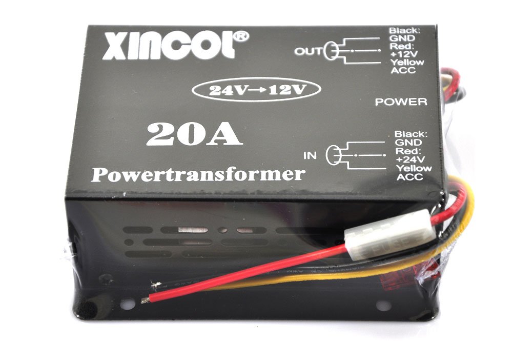 XINCOL 20A 240W Truck Car Power Supply DC 24V to 12V Buck Converter Voltage Reducer Step-down Transformer with Full Protections Inside Memory RAM and Inline Fuse