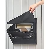 Uniclife Mail Slot Catcher for Door, Large Capacity Letter Catcher, Black | Front Door Mail Catcher with Hook and Loop Fasteners, Indoor Post Catcher Bag for Small Packages &amp; Magazines