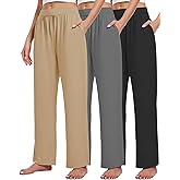 Kivdol 3 Pack Women's Lounge Pants Cozy Wide Leg Lounge Pants with Pockets Loose Flowy Yoga Sweatpants Workout Comfy Jogger