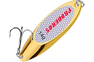 PROBEROS Fishing Spoons Lures Bass Baits Jigging Bait Tackle with Treble Hooks Hard Metal Spoon Fishing Lure Weight Pick 10 Pcs/Pack Silver Gold