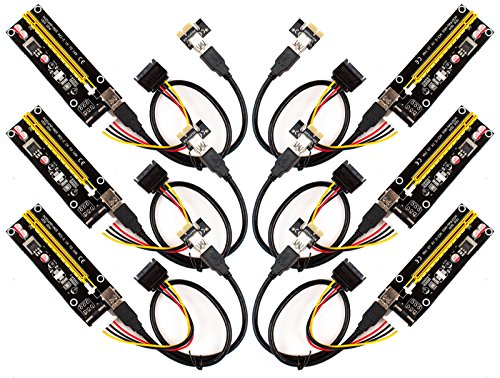 6-pack pci-e 16x to 1x powered riser adapter card w/ 50…
