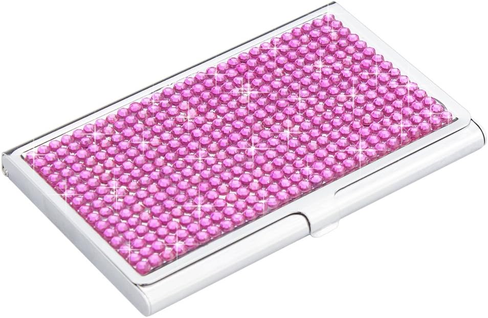 TASIRO Best Handmade Bling Bling Crystal Business Card Holder Name Card Case (peachred)
