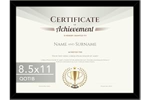 QOTIB 8.5 by 11 Picture Frame Black for Document Certificate Diploma 8.5x11 inch, Wood 8 1/2 X 11 Certificate Frame for Wall and Tabletop, Black