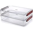BTSKY 2 Pack Clear Plastic Stackable Storage Box File Protector Case Organizer Portable Project Case Document Holder for 8.5 x 13 Letter A4 File Paper, Plastic Storage Box Office Documents