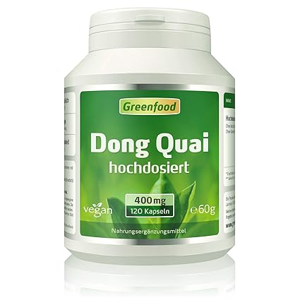 Greenfood Dong Quai, 400 mg, hochdosierter Extrakt (10:1), 120 Vegi-Kapseln – OHNE künstliche Zusätze, ohne Gen
