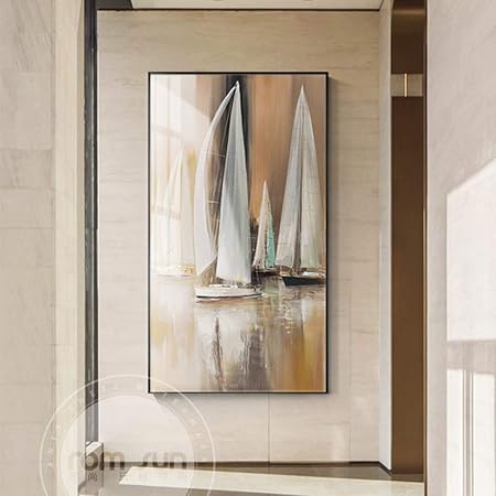 xingbu Sin Marco Nostálgico Abstracto Marrón Velero Lienzo ng ...