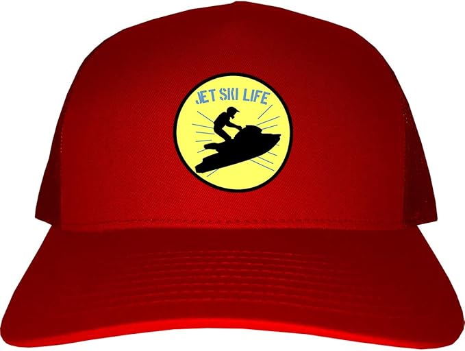 Jet Ski Lake Life Mens Trucker Hat Cap Red at Amazon Men’s Clothing store