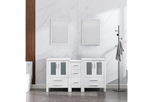 eclife 60" Modern Bathroom Vanity Sink Combo White W/Small Side Cabinet (Without Sink)