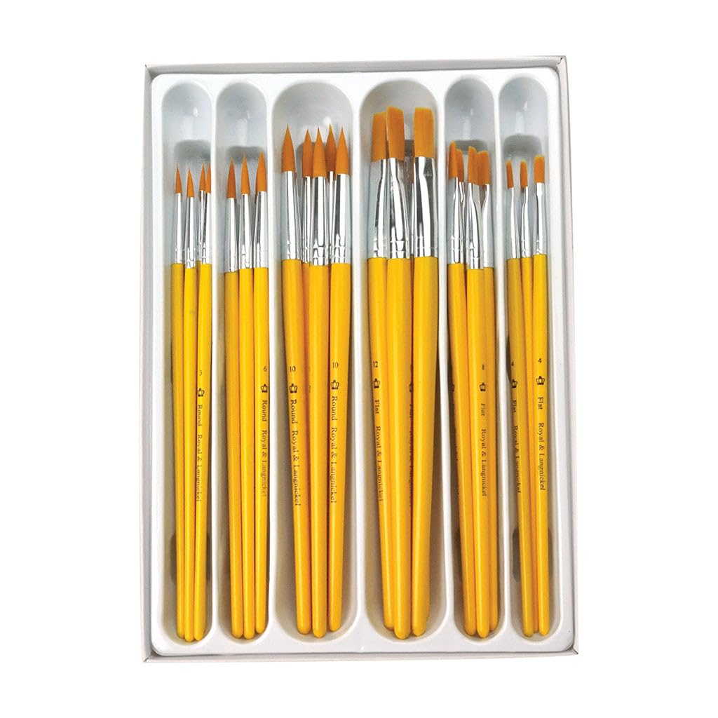 Royal and Langnickel Round/ Flat Taklon Variety Brush Set - Gold (Pack of 30)