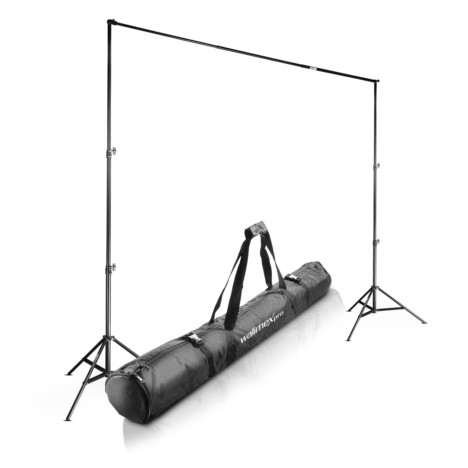 Walimex pro Teleskop Hintergrundsystem XL 225-400cm - extra großes Fotohintergrund System für Studio & Mobil I für Fotografie Video & Green Screen I für Leinwände aus Papier & Stoff I Höhe 102-256cm