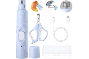 Bird Nail Grinder & Clipper Set with LED Light,Gentle Nail Trimmer & File for Parrots, Budgies, Conures, Lovebirds, Finche,Sa