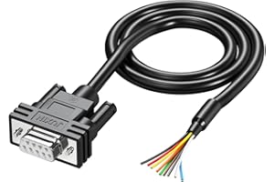 JUXINICE 3FT DB9 Female to Bare Wire RS232/RS485 Serial Cable with 9 Pin Connector for Server, CNC, Automation Equipment, UPS