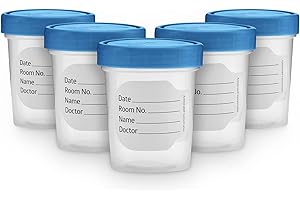 DIAGNOX HEALTH Urine Specimen Cups with Lids - 4 Oz Non-Sterile Urine Cups for Testing - Clean & Leak Proof Sample Pee Cups - Specimen Collection Containers [5 Count]