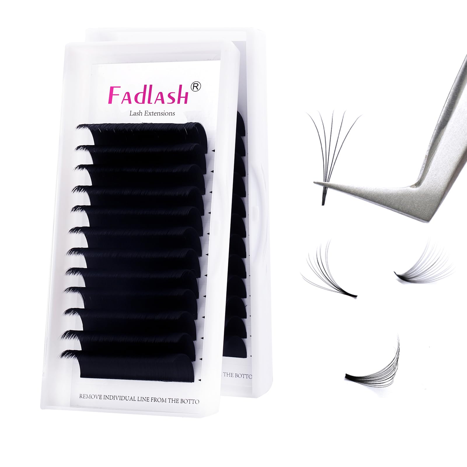 Fadlash Easy Fan Lashes D Curl 0.07 18mm Single Lashes Russian Lashes Natural Look Self Fanning Eye Lashes Automatic Blooming Russian Eyelashes Extensions(0.07-D-18)