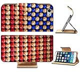 Luxlady Premium Apple iPhone 6 iPhone 6S Flip Pu Leather Wallet Case IMAGE ID 6173123 An American flag made of red white and blue baseballs
