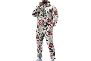 Generic Mens Christmas Tracksuits 2 Piece Santa Claus Track Suit Hoodie And Sweatpants Xmas Graphic Sweatsuit Set Ugly Outfit