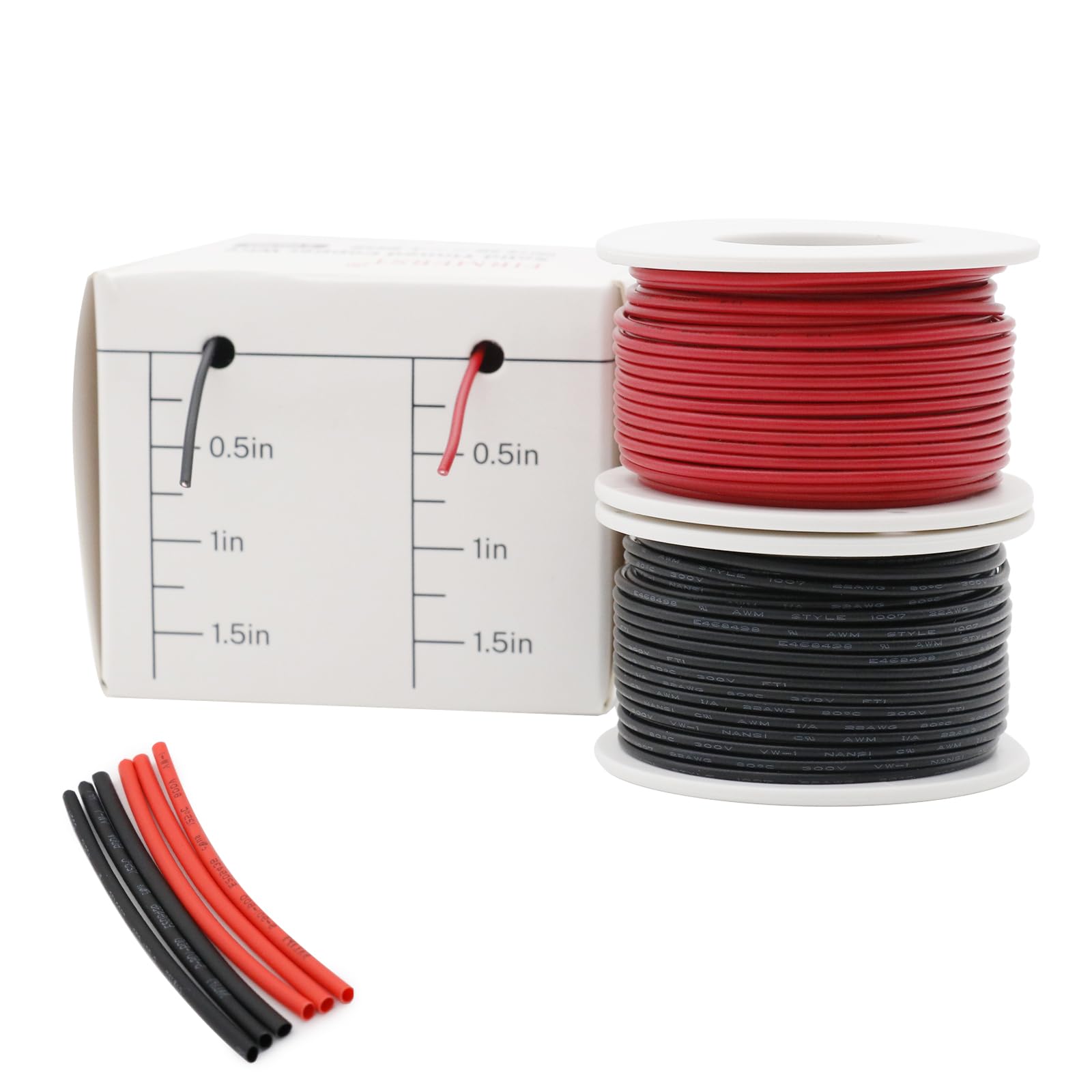 FIRMERST 22 Gauge 50 Feet Solid Core Tinned Copper Hook up Wire Kit - 2 Colors