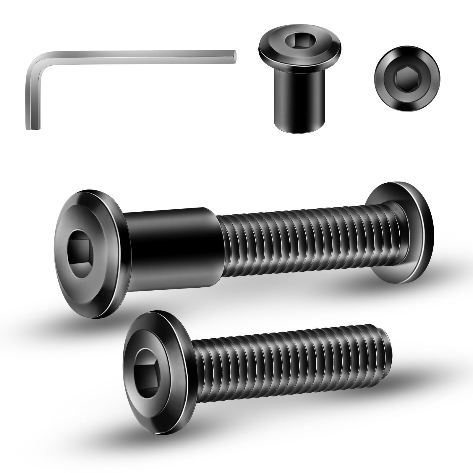 Photo 1 of 1/4-20 x 1 Inch 10Pcs Flat Head Hex Socket Cap Screws Bolts Barrel Nuts Kit, 304 Stainless Steel 18-8, Full Thread, Black Oxide by SG TZH (with Hex Spanner)