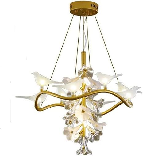 Amazon Co Jp シャンデリア ダイニングルームのガラスの鳥と花の装飾ヨーロッパスタイルの新しい近代的なシャンデリア北欧glasの シャンデリア光沢照明を Lampshade Color D50cm ホーム キッチン