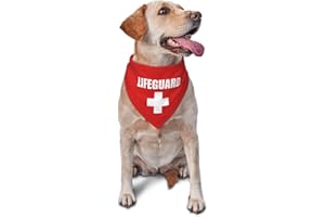 vercosee Lifeguard Pet Dog Bandana Scarf for Puppy Dog Beach Pool Accessories Bandana,Summer Dog Bandana,Security Dog Bandana (Red-1)