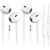 Snowhit 2 Pack Wired iPhone Earbuds/iPhone Headphones/Earphones with 3.5mm Wired [MFi Certified] with Mic, Volume Control for