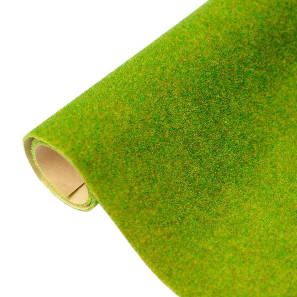 Deeabo Decorative Artificial Grass Mat, Nylon Meadow Miniature Garden Construction Grass Mat Decoration, Diy Handmade Sandbox Model Turf Paper Outdoor Landscape Simulation Lawn Grass Mat,Yellow Green