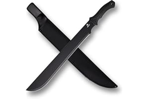 REAT Machete Heavy Duty with Sheath,24-inch Full Tang 420 Stainless Steel Blade,Non-silp Rubber Handle for Yard Work, Cutting Trees,Camping,Outdoor (Black)