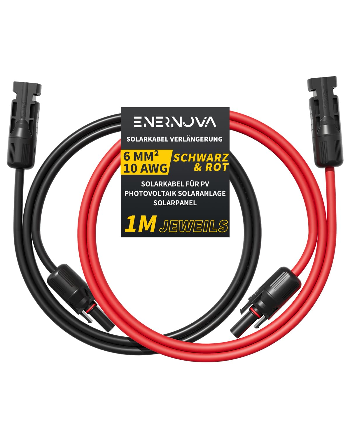 EnerNova Solar Cable 4/6 mm², 20m, IP67 Waterproof, Solar Panel Compatible
