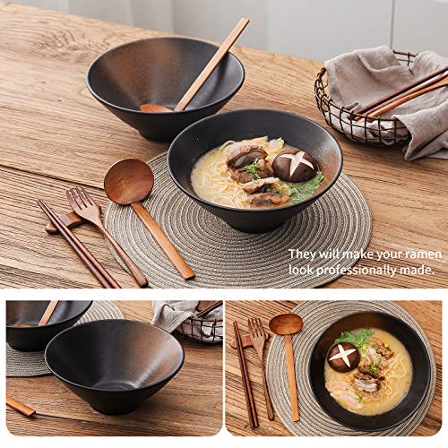 60 oz Large Ceramic Japanese Ramen Noodle Soup Bowls, 2 Sets (10 Piece