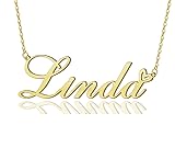 AOLO Linda Heart Name Necklace 18k Gold Plated