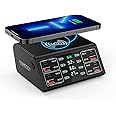 USB Charger, ASOMETECH 100W 8 Port Multiple USB Charging Station with 4 Quick Charge 3.0, 4 USB C PD Port, Wireless Charger, LCD Display Fast Charging Hub for iPhone 13 12 iPad Samsung and More