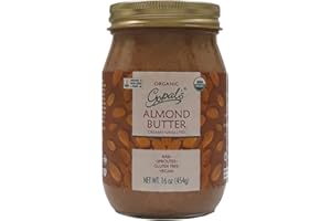 GOPAL'S HEALTHFOODS Gopal's Organic RAW SPROUTED Almond Butter, USDA Organic and Gluten-Free, Creamy and Unsalted, 16 Ounce (453 Grams) Glass Jar