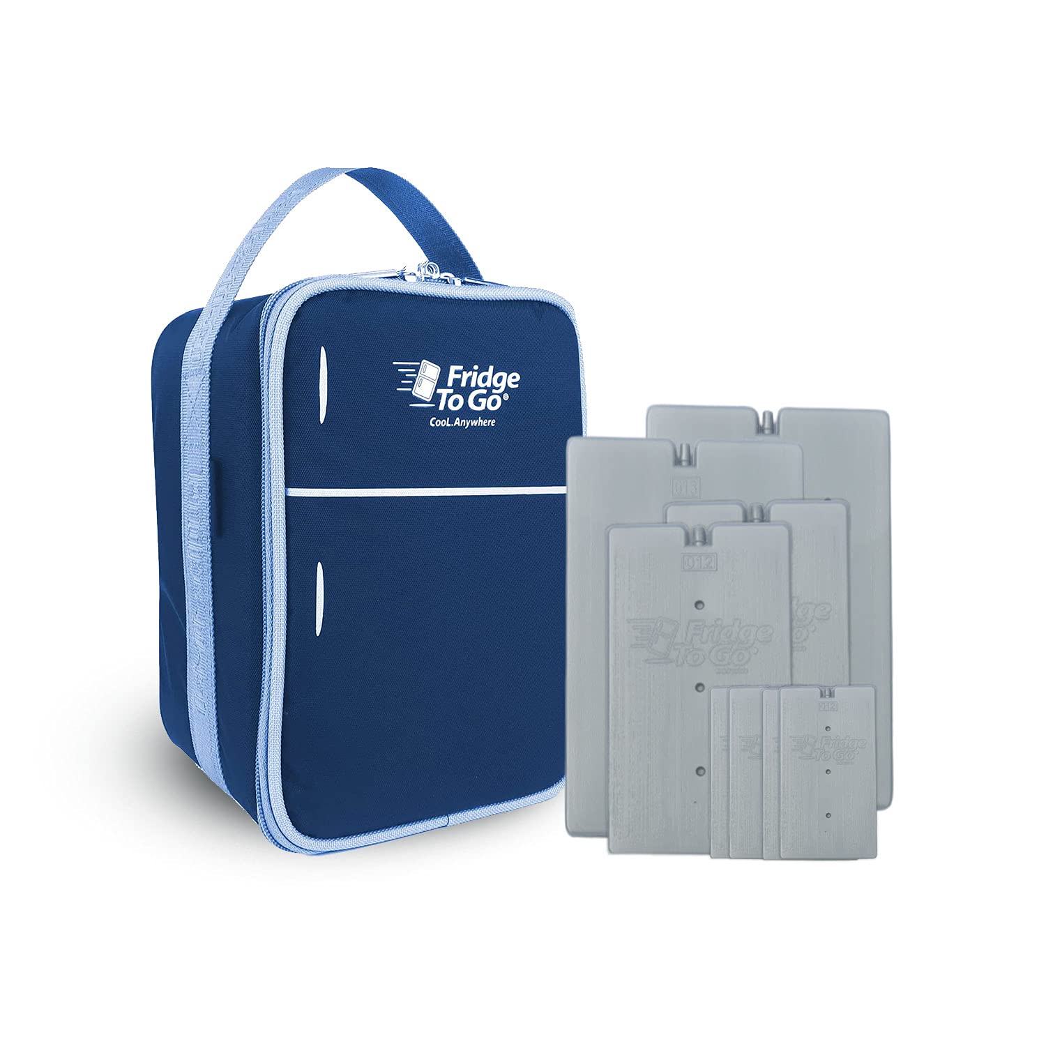Fridge-To-Go Cool Lunch Bag with 16hrs Cooling Time (6 Cans/4L) — Portable Cooler Bag with Ice Packs (8) — 420D Oxford Nylon Small Cool Bag for School, Office, and Transportation of Medicine