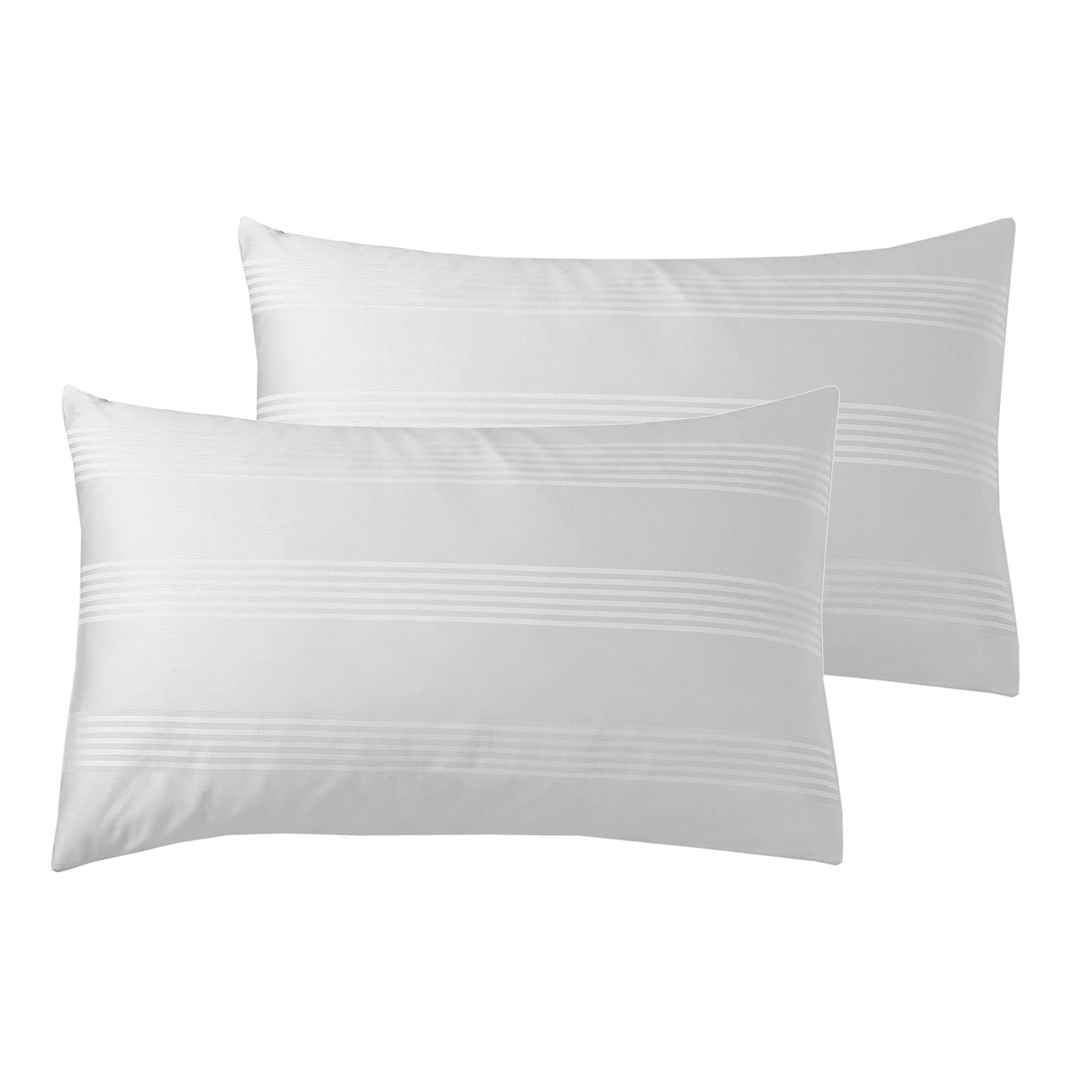 ED Luxury 400 Thread Count Duvet Cover Set | 100% Egyptian Cotton Soft & Comfortable Hotel Quality Satin Multi Stripe Bedding Set (Additional Housewife Pillowcase Pair, White)