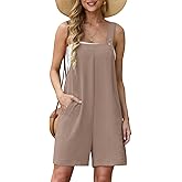 Lepunuo Rompers for Women Summer Boho Loose Fit Sleeveless Short Jumpsuits Overalls Vacation Outfits