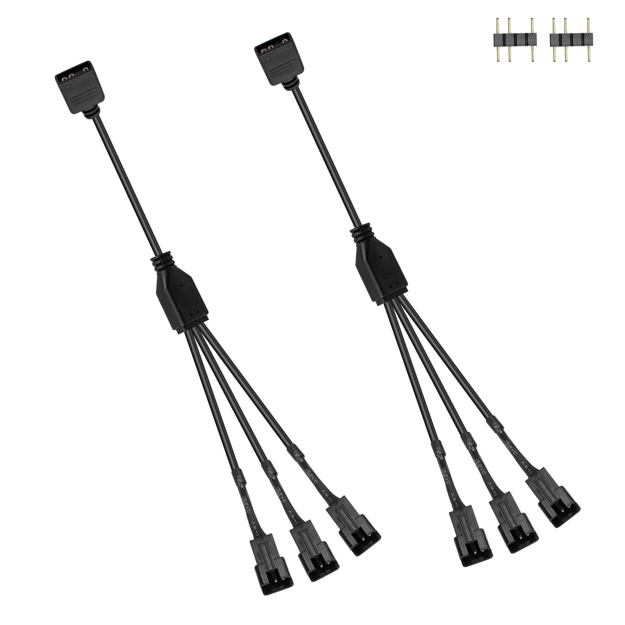 GINTOOYUN 2-in-1 ARGB Splitter Cable - 11.8 Inch, 5V 3-Pin Addressable RGB Splitter for PC LED Strip, ARGB Fans & Chassis (Style 1)