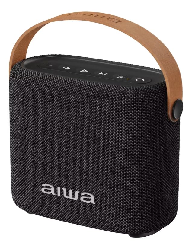 Aiwa Bocina Portátil AWS70BTB Bluetooth 5.3 con 14W, luz LED de Atardecer, batería 2000 mAh, IPX4 Resistente a Salpicaduras, Entrada USB y AUX, diseño Compacto Color Negro