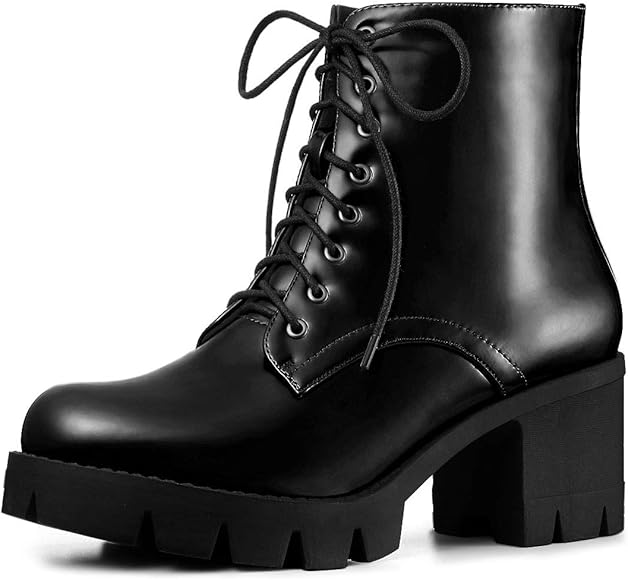 black wedge combat boots
