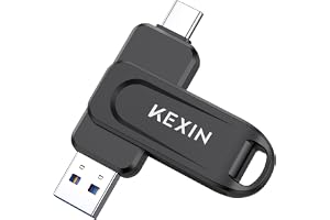 KEXIN 128GB USB C Flash Drive Dual Thumb Drive 100MB/s Swivel USB-A & Type-C USB Drive 3.0 Memory Stick for Smartphone Tablet iPhone 15/16/17 Car Game Console, 128GB Black