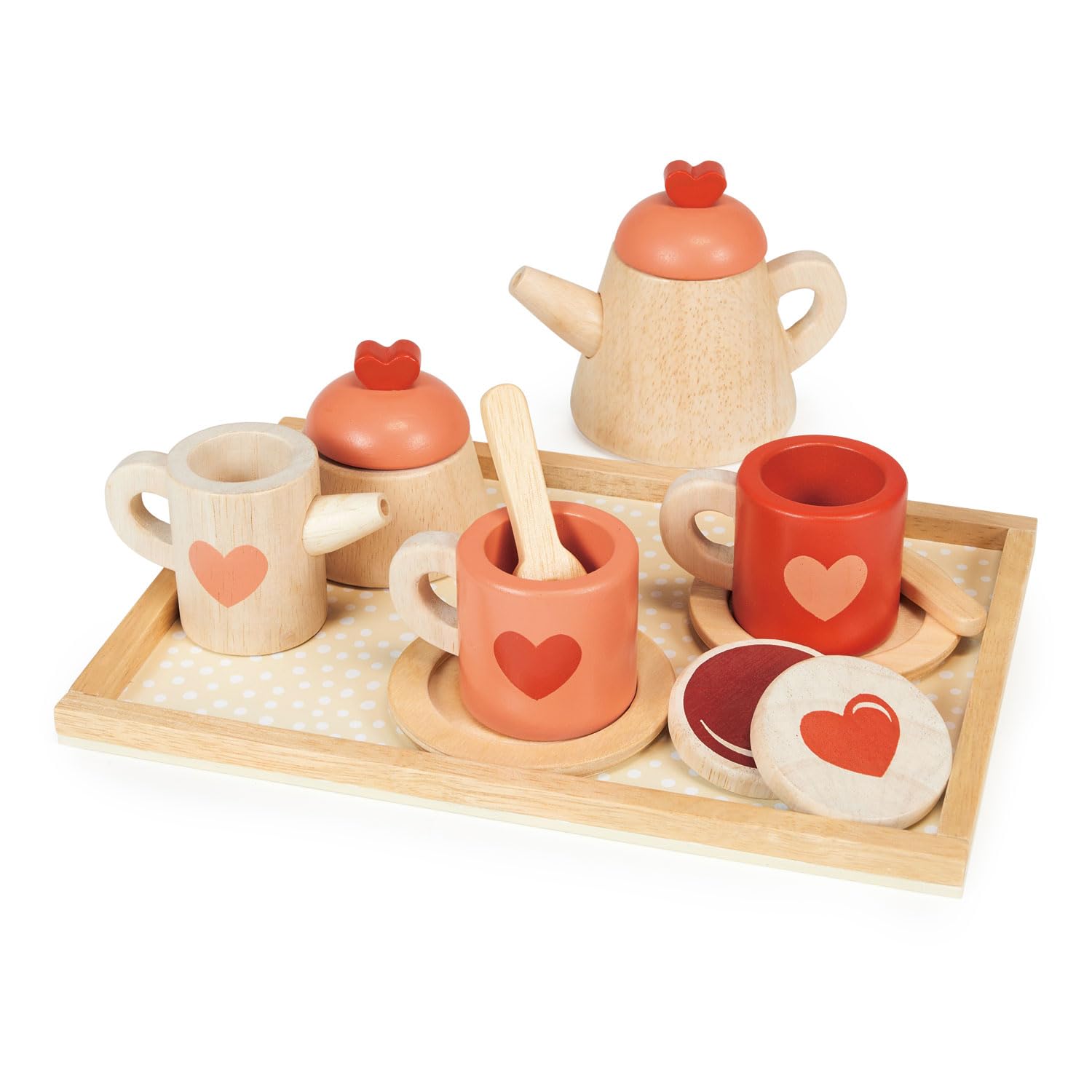 Mentari Wooden Toy Tea Time Tray Set - Pretend Play Teapot Kitchen Set For Children Ages 3+ [Not Machine Specific] [Not Machine Specific]
