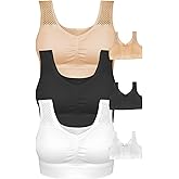 3-Pack Women's Seamless Wireless Cooling Back Comfort Bra with Removable Pads