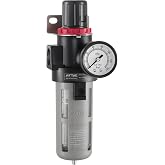 Compressed Air Pressure Filter Regulator Airtac BFR4000-C 1/2'' NPT 0-140 PSI Combo Piggybac Adjustable,Bracket,Gauge Semi-Auto Drain