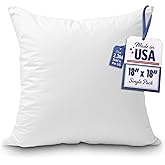Foamily Throw Pillows Insert 18 x 18 Inches Hypoallergenic, Made in USA - Decorative Couch, Bed Pillow