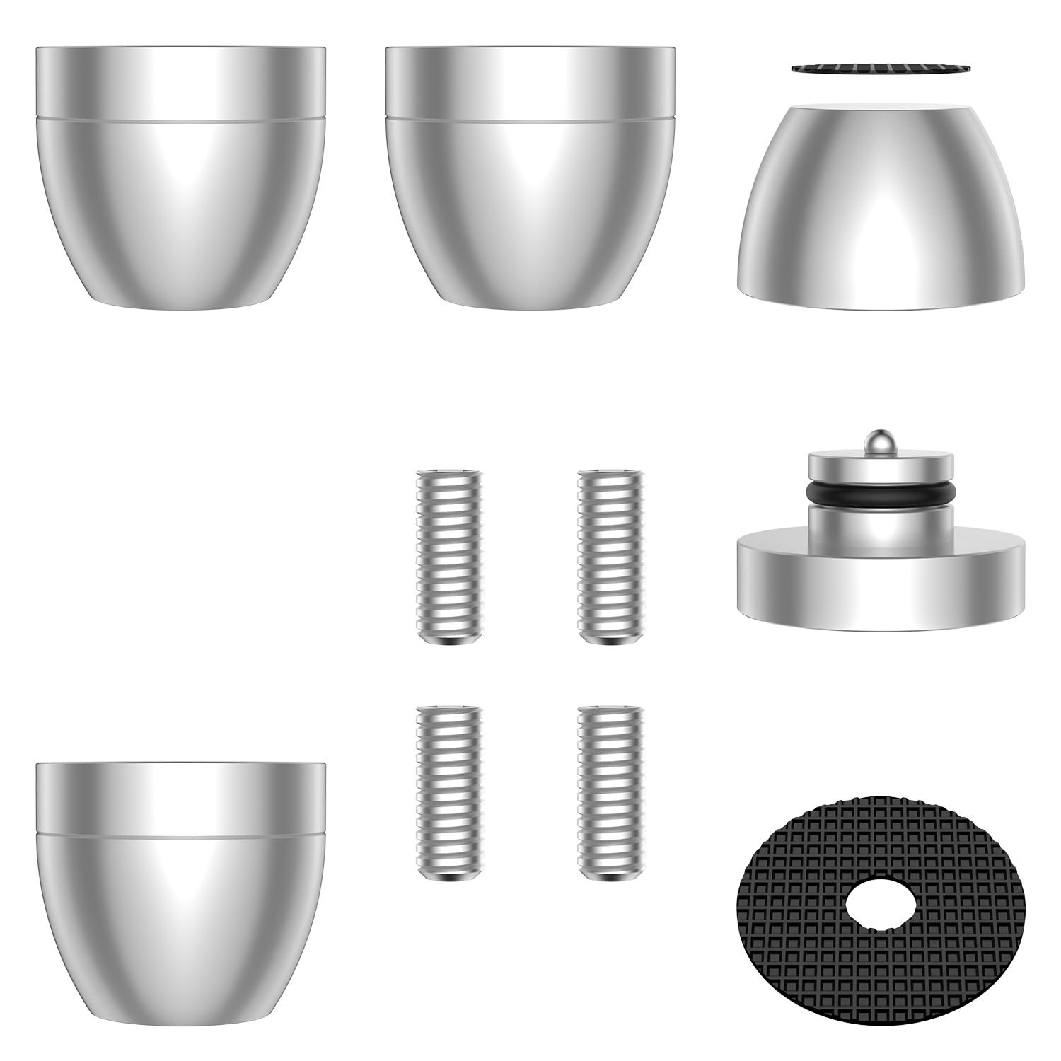 Tertullus 4 Sets Aluminum Subwoofer Speaker Feet Silver With Shock-Absorbing Beads,Hifi Turntable Adjustable Feet For Hifi Devices Amplifier Turntable Dac Recorder Cd (Silver-30 x 33mm)