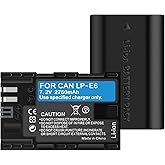 2 Pack LP-E6/LP-E6N/LP-E6NH 2750mAh High-Capacity Battery for Canon EOS R Series (R,R5,R5 Mark II,R5C,R6,R6II,R7), 5D Series (II,III,IV,5DS,5DS R), 90D/80D/70D/60D/60Da,6D (6D,II),7D (7D,II),XC10/XC15