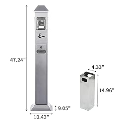 AIWFL Stainless Steel Vertical Trash Bin Outdoor