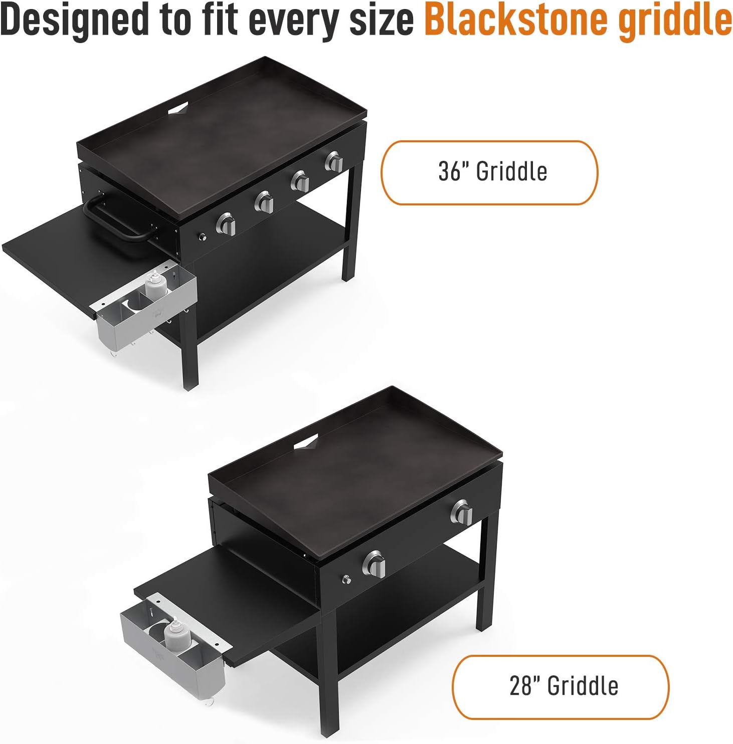 Yukon Glory Stainless Steel Griddle and BBQ Caddy Designed for Standard 28/36" Blackstone Griddles, for Clean and Organized Workspace and Storage Not for Pro-series/Tabletop: Kitchen & Dining