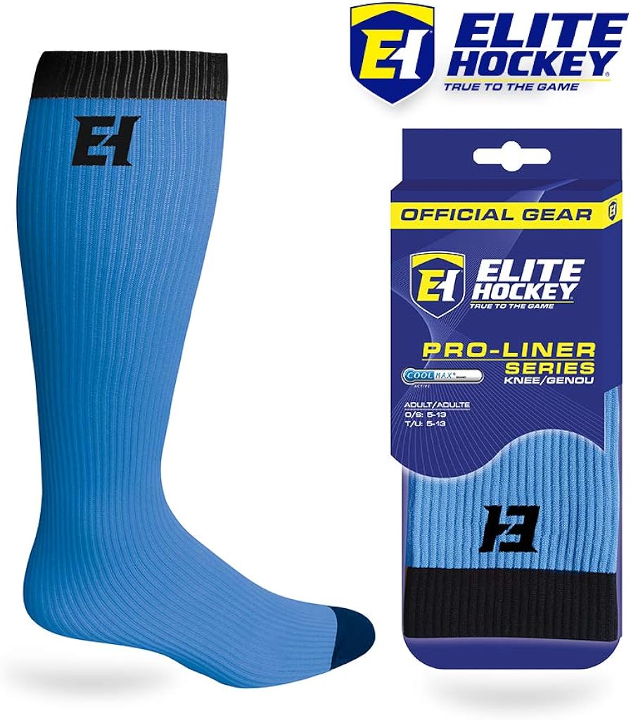 Elite Hockey, Pro-Liner Tube/Knee Sock Series, with Coolmax and Lycra, 1 Pair (Color/Size Choice) : Clothing