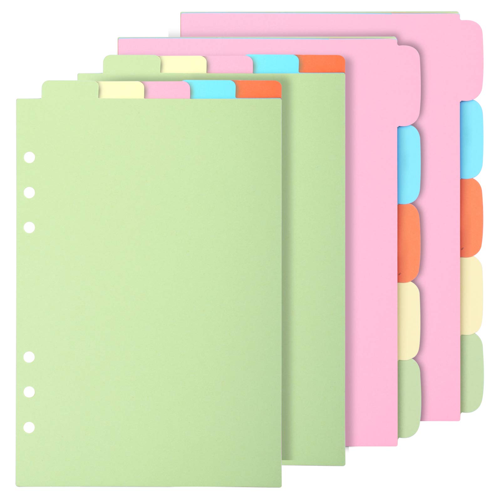 Teenitor 20pcs Vertical & Horizontal A5 Binder Dividers, 6-Hole Punched Colorful Ring Binders