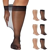 Yilanmy Plus Size Knee High Socks for Women Nylon Sheer Trouser Socks 6Pairs